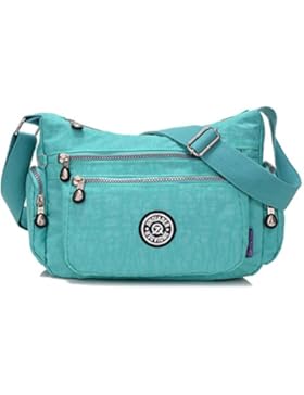 Tiny Chou leicht wasserdicht Nylon Schultertasche Umhängetasche Messenger Tasche mit vielen Reißverschluss Taschen