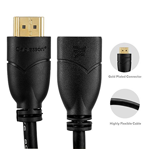 Cablesson Basic 0.2m HDMI Erweiterungskabel – 24K goldbeschichtete Steckkontakte – 1080p bis zu 4k2k – Unterstüzt v.1.4 / 2.0 – Audio und Video – 3D Full HD UHD – Stecker auf Buchse (HD LCD Plasma TV PS4 Sky Wii U Blu-ray) - 2