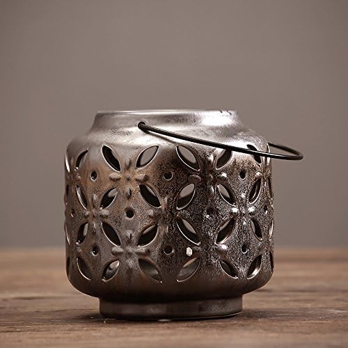 Imitation Iron Hollow Candlestick Patio Wind Light Revolving Lantern Home Decoration Crafts ( Size : 16.5*16.5cm )