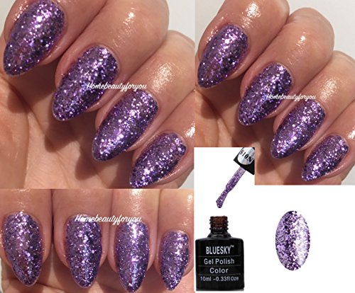 BLUESKYGel Nail Polish Purple Glitter Lilac Glitter Sparkle LILAC RITZ S10N UV LED Soak Off 10ml