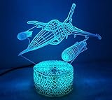 Illusion 3D Avion LED Lampe Art Déco Lampe Lumières LED Décoration Lampes Touch Control 7 Couleurs Change Veilleuse USB Powered Enfants Cadeau Anniversaire Noël Cadeaux