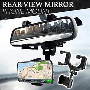 GARHIL Mobile Holder for Car Mirror |Car Mirror Mobile Holder | Anti Shake & Fall Prevention 360 Degree Rotation Adjustable Anti Vibration Rear View Mirror Mobile Holder for Car- Black