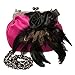 Produktbild Edle Satin Dirndltasche von Alpenflüstern mit hübschen Rosen, echten Federn und abnehmbarer Kette in schwarz, pink oder grün (Einheitsgröße, pink)