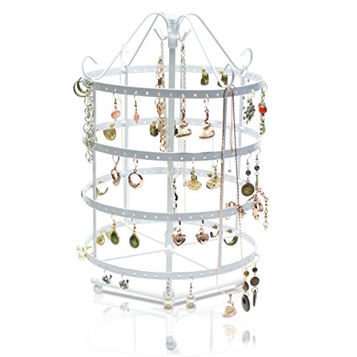 VENKON - Design Schmuckständer Drehbarer Schmuck Organizer Ohrringhalter Kettenhalter - weiß - 35 x 23 cm
