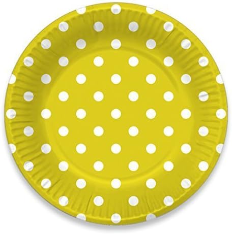 LolliZ® Party Paper Plates. Yellow/ Polka Dots, 12-Pcs (22.5 cm)