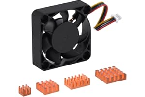GeeekPi 40x40x10mm Speed Adjustable Fan with 4pcs Pure Copper Heatsinks for Raspberry Pi 5 4GB/8GB/16GB