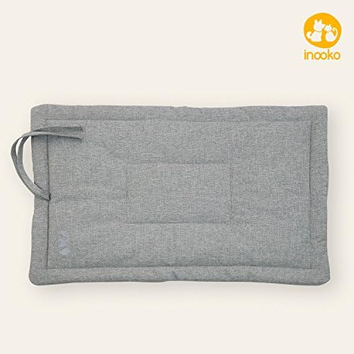 inooko - Blanket for dog and cat, reversible design, Soft, Comfy &amp; Warm, 90 x 60 cm, in Cotton/linen &amp; Polar fleece – Light grey marl