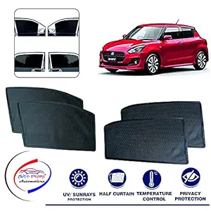 Auto Pearl Z Black Window Plug-in Half Sun Shades Car Curtain for - Swift 2018 - Set of 4 Pcs