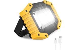 tuare Led Rechargeable Work Light 30W 2000LM USB Work Light Battery Powered with 3 Lighting Modes, IP65 Portable Work Light Floodlight Rechargeable for Garage, Workshop, Camping, Hiking (1 Pack)