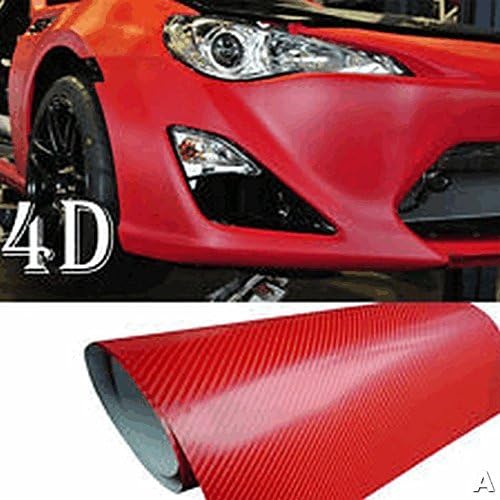 4D Glossy Red Carbon Fiber Vinyl Wrap Gloss Sheet Air Free different Sizes (3m x 1.52m)