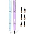 Inkless Pencils, Eternal Pencils, with 6 Replaceable Graphite Nibs, Limited Writing Pencils, Environmentally Friendly Portable Reusable Erasable, Everlasting, Student Writing Drawing Pens (2PCS)