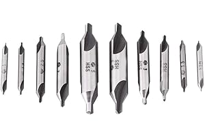 HILILAND Juego de brocas de centro de fresado de torno de 10 piezas Juego de brocas avellanadoras combinadas de 60 grados HSS