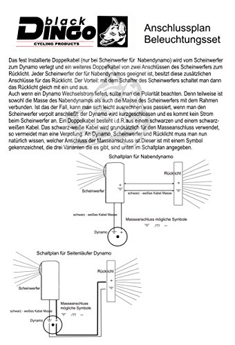 BDCP Fahrrad Nabendynamo Beleuchtungsset 1, Roadlite Halogenscheinwerfer, Rücklicht und Kabel - 2