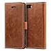 Produktbild Mulbess Schutzhülle Ledertasche im Kartenfach Bookstyle für Apple iPhone SE/iPhone 5s 5 Tasche Hülle Leder Etui Schale,Cognac Braun