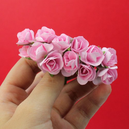 RHX Papier-Rosen, Hochzeitskarten-Deko, Elfenbeinfarben, 144 Stück - 5