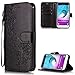 Produktbild FNBK Kompatibel mit Hülle Samsung Galaxy J3 2016 Hülle Leder Schwarz Löwenzahn Blumen Handyhülle Leder Flip Wallet Cover Tasche Stand Case Card Slot Magnetverschluß Kratzfestes Schutzhülle