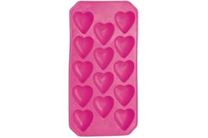 BAR CRAFT Bac à Glaçons en Silicone avec Moules à Cœurs Fantaisie, Rose, 26 X 12 cm