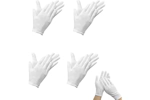 YREYBN 4 Pairs Cotton Gloves, Washable Stretchfor Dry Hands and Eczeme Moisturizing Cloth Gloves, Coin Jewelry Silver Cotton Inspection Gloves