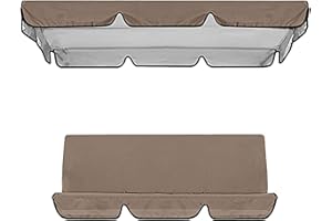 JackRuler Toile de Balancelle de Jardin avec Toit et Coussin,Toit Balançoire Auvent,Toit de Rechange pour balancelle de Jardin Toile de Balancelle Jardin 190T, 195×125×15cm Charge maximale 260 kg