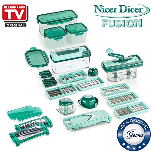 Genius A80423 Gemüse- und Obstschneider, Kunststoff, mintgrün, 26.5 x 11.5 x 14.5 cm