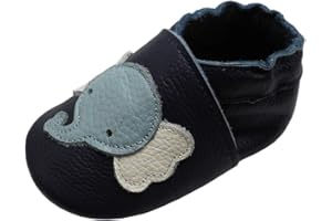 YIHAKIDS Krabbelschuhe Baby Lauflernschuhe Lederpuschen Hausschuhe Jungen Mädchen Mokassins Weicher Leder Babyschuh mit Wildledersohlen Kleinkind rutschfeste Lederschuhe Baby 0-3 Jahre
