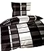 Produktbild 4 teilig Bettwäsche karo 135 x 200 cm schwarz grau weiß Microfaser 2 Garnituren