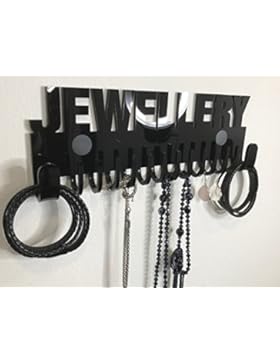 Schmuckhalter wand Design by GALEARA Kettenhalter mit Jewelry Schriftzug schwarz Schmuckaufbewahrung