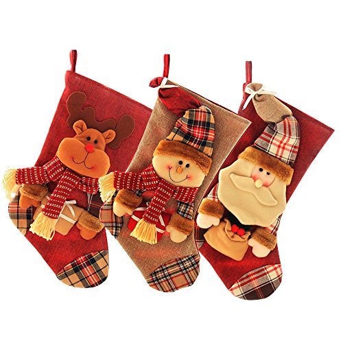 Preisvergleich Produktbild Weihnachtssocke Nikolaussocke Socken zum Befüllen Weihnachten Weihnachtsaktivität (3 Stück eine Packung)