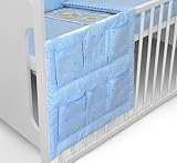 COT TIDY ORGANISER FOR COT BED 6 POCKETS FOR NURSERY BEDDING SET (Teddy Window Blue)