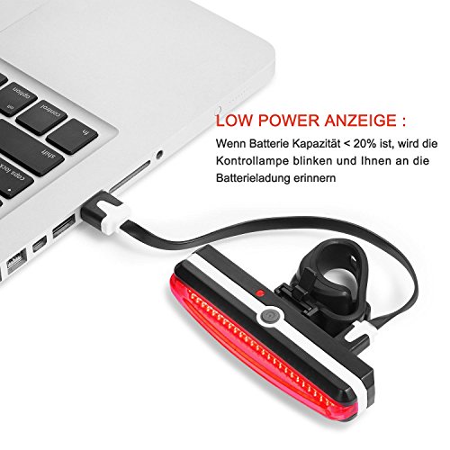 SUNSPEED Rücklicht Fahrrad LED über USB aufladen , 6-Modi, Easy Install & Quick Release - 3