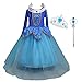 Produktbild LiUiMiY Prinzessin Glanz Kleid Mädchen Kostüm/Cosplay Kinder Verkleidung für Fest Karneval Weihnachten Halloween Geburtstag Party, Rosa Blau