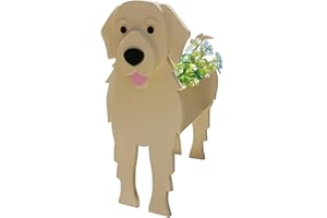 LIBOOI Dog Planter, Animal Flower Planter Pot for Outdoor Plants, Golden Retriever Gifts Women Men Lovers, Handmade Storage Container Planters Garden Decoration Cactus Office Home Gifts, 27 x 17.5 cm