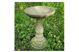 BURGESS HOME & GARDEN Twist Bird Bath Feeder Stone Statue | Decorazione vintage per giardino all'aperto
