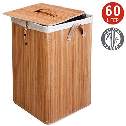 Tatkraft 4742943011267 Wäschekorb, Bambus, braun, 35 x 35 x 50 cm