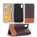 Produktbild iPhone X Case, elecfan Premium Smart Pattern Folio Stand with Card Slot Design PU Leather Wallet Type Flip PU Leather Case with Black Back Cover Protective Case Cover for Apple iPhone X (iPhone X, Dunkelbraun)