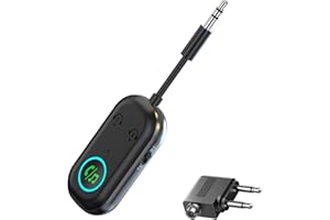 AZTCLIGHT Bluetooth 5.3 Adapter Transmitter, 2025 Neueste Bluetooth Sender Empfänger Unterstützt 2 AirPods Low Latency, [2 in 1] 3,5mm AUX Klinke Transmitter Sender für TV, Handy, Kopfhörer, Auto, Tablets