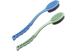 ‎QICHENG&LYS QiCheng&LYS Badebürste Mit Langem Griff, Duschbürste Rücken Durchblutung Zu Verbessern,Cellulite Massage 14 Zoll (Blau and Grün)