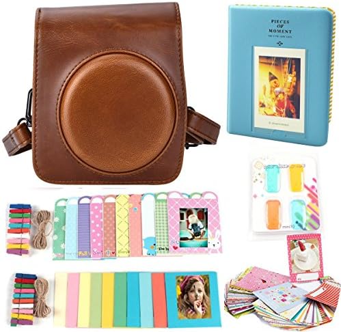 [Camera Case 6 in 1 Fuji instax mini 70 Camera Case Bag]-TaiYaun Comprehensive Protection Instax Mini70 Camera Case Bag With Soft PU Leather Material-Yellow (6in1 brown)