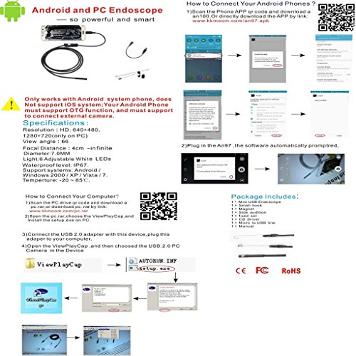 5.5mm 6 LED Wasserdicht Android PC Endoskop Endoscope Inspektion Borescope Kamera – 2m - 9
