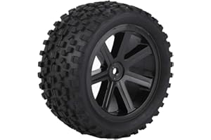 Tyenaza 1/10 RC Wheel,Pneus RC 1/10 Tout-Terrain, Pneus pour Buggy RC, Jantes en Plastique et Pneus en Caoutchouc à Motif Carré Noir, Lot de 4 Pneus Universels pour Toutes Les Voitures RC 1/10 (Noir)