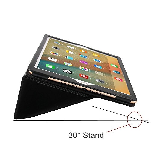 Boriyuan IPad mini 4 Hülle Echt Ledertasche Smart Cover Leder Case aus echtem Leder im Bookstyle mit Standfunktion, Auto Sleep Wake up und Fach für Kreditkarten (Schwarz) - 6