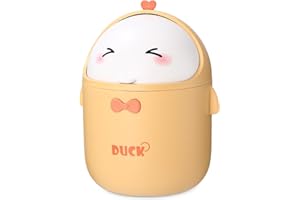 Huifoo Mini cubo de basura de mesa con tapa, lindo cubo de basura de mesa de dibujos animados, lindo cubo de basura pequeño, decoración kawaii, caja de almacenamiento, para oficina, habitación de los