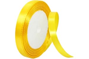 HONGCI Nastro giallo da 10 mm per confezioni regalo, nastro di raso bifacciale 22 m, bouquet, decorazioni per torte e feste di nozze