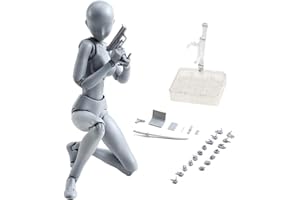 AROYEL Figurines d'action Body-Kun DX & Body-Chan DX en PVC Modèle SHF Enfants Collector Jouet Cadeau Dessin Mannequin Modèles pour Artistes (Gris Femelle)