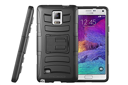 MoKo Holster Funda con Soporte y Girable Clip  Heavy Duty  Robusto Funda para Samsung Galaxy Note 4  2014 Release   NEGRO
