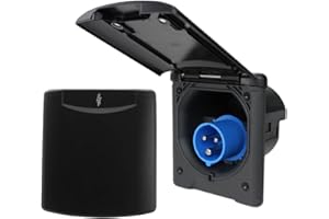 GENERISCH CEE Aussensteckdose Einspeisungssteckdose Einbausteckdose Wohnwagen Wohnmobil 220V - 250V ABL Magnetdeckel schwarz