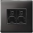 2 Gang Double Ethernet Port Data Socket CAT 5 Wall Plate Black Nickel Polished N443GME-HE
