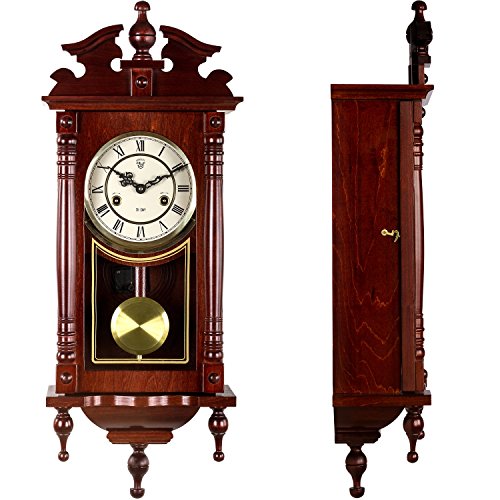 Wanduhr ORPHEUS mahagoni, 73 cm x 29 cm x 15 cm, Regulator, Pendeluhr antik - 4