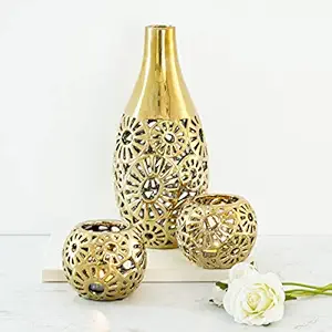 Home Centre Stellar Fantasy Carved Vase with T-Light Holder - Set of 3