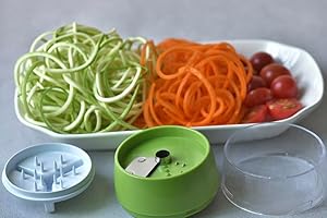 ELIRIVAWET Handheld Spiralizer Vegetable Slicer, 4 in 1 Heavy Duty Veggie Spiral Cutter